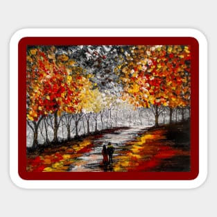 Walking in the red forest Sticker